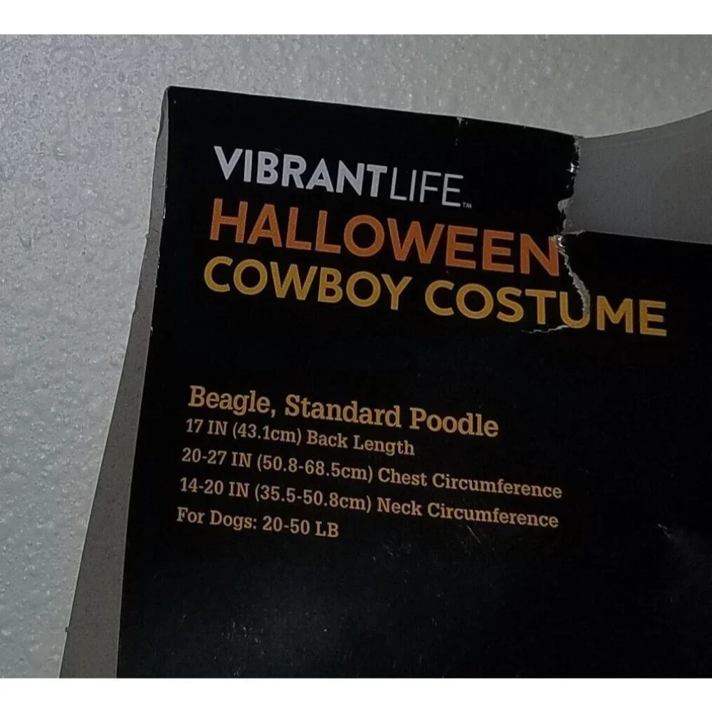 NEW Cowboy Costume Pet Size Medium Dog (20-50 lb) Halloween Vibrant Life Hat Top